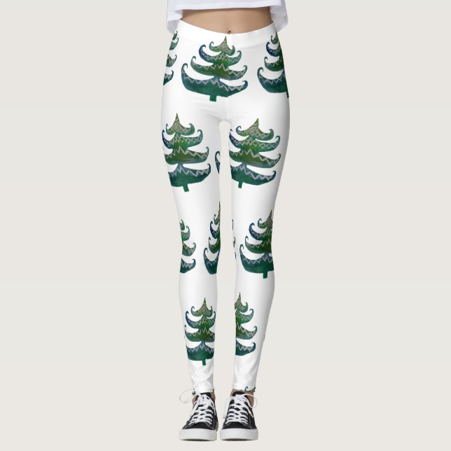 Custom Leggings Weihnachtsbäume (Vorderseite)