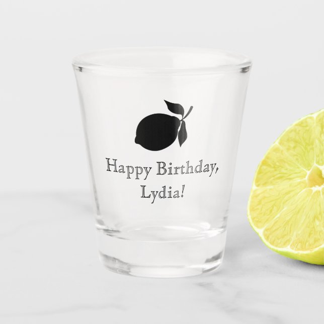 Custom Lemon Birthday Etched Schnapsglas (Vorderseite)