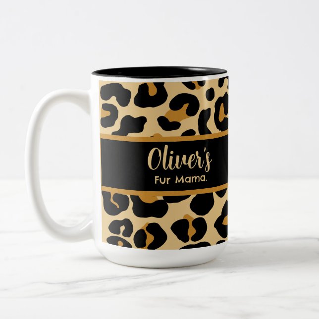 Custom Leopard Classic Modern Print Mother Day Zweifarbige Tasse (Links)