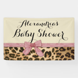 Custom Leopard Pink Bow Girl Baby Dusche Banner