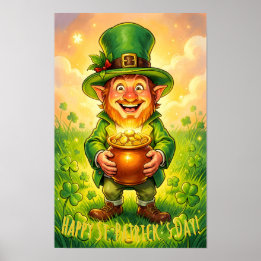 Custom Leprechaun Gnome Happy St. Patrick's Day Poster
