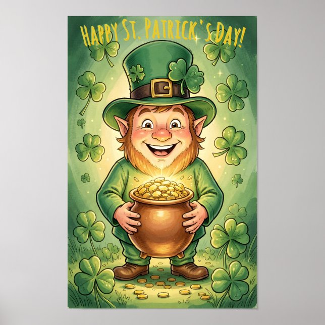 Custom Leprechaun Gnome Happy St. Patrick's Day  Poster (Vorne)