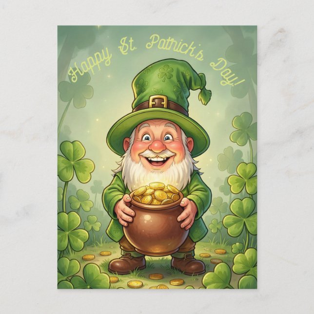 Custom Leprechaun Gnome Happy St. Patrick's Day  Postkarte (Vorderseite)