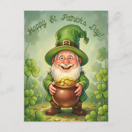 Custom Leprechaun Gnome Happy St. Patrick's Day  Postkarte
