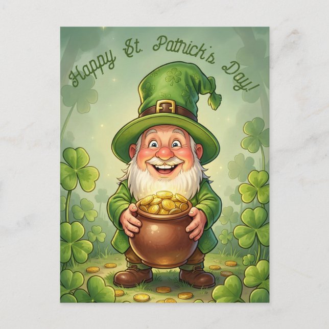 Custom Leprechaun Gnome Happy St. Patrick's Day  Postkarte (Vorderseite)