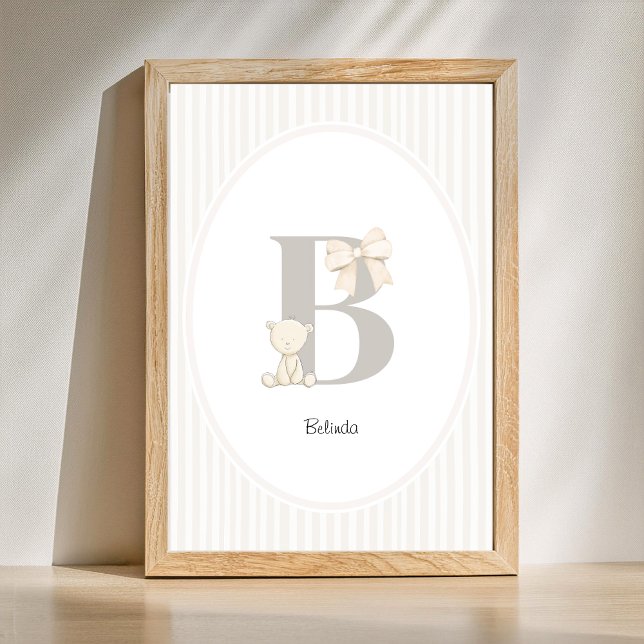Custom Letter B Nursery Wall Art - Baby Name Print Poster (Letter B Nursery Wall Art - Custom Baby Name Print)