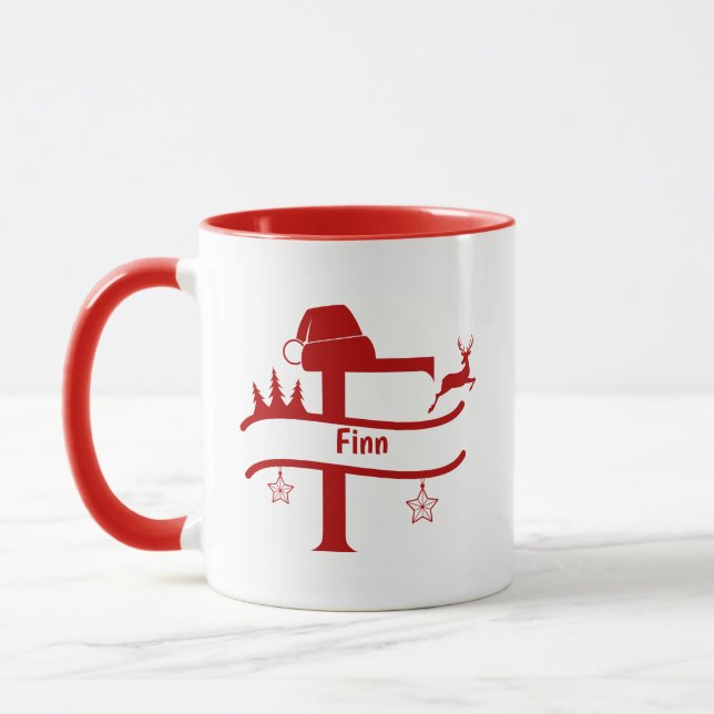 Custom Letter F Name Christmas Monogram Tasse (Links)