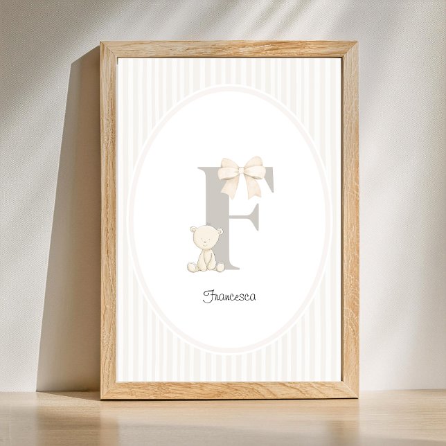 Custom Letter F Nursery Wall Art - Baby Name Print Poster (Letter F Nursery Wall Art - Custom Baby Name Print)