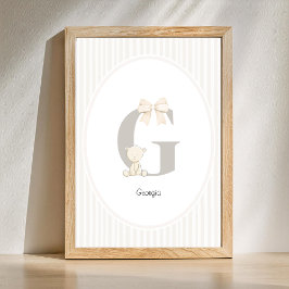 Custom Letter G Nursery Wall Art - Baby Name Print Poster