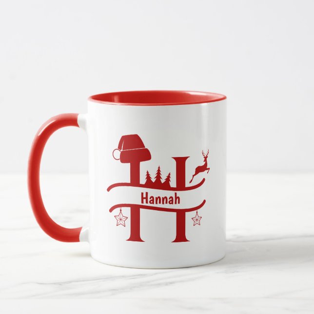 Custom Letter H Name Christmas Monogram Tasse (Links)