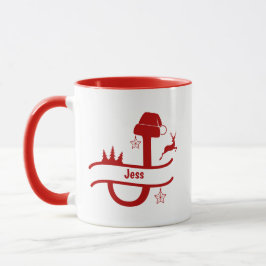 Custom Letter J Name Christmas Monogram Tasse