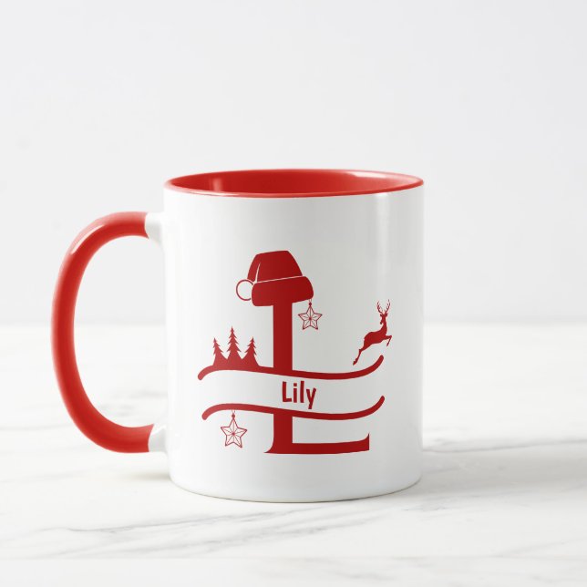 Custom Letter L Name Christmas Monogram Tasse (Links)