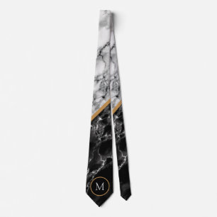 Custom Letter Neck Tie Schwarz-weiß Marble Krawatte