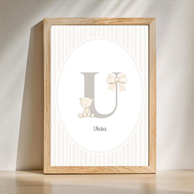 Custom Letter U Nursery Wall Art - Baby Name Print Poster (Letter U Nursery Wall Art - Custom Baby Name Print)