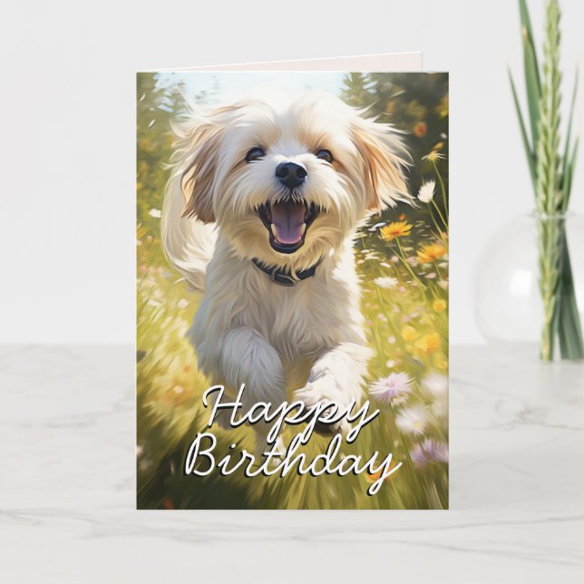 Custom Lhasa Apso Birthday Card Dankeskarte (Vorderseite)