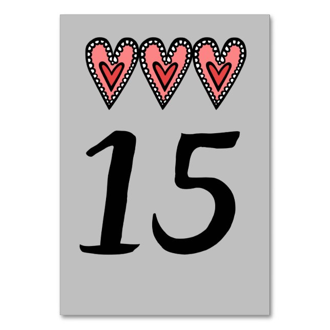 Custom Liebe Heart Wedding Tischnummer (Vorderseite)