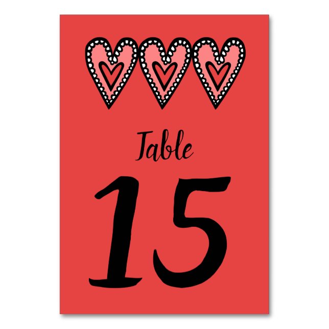 Custom Liebe Heart Wedding Tischnummer (Vorderseite)