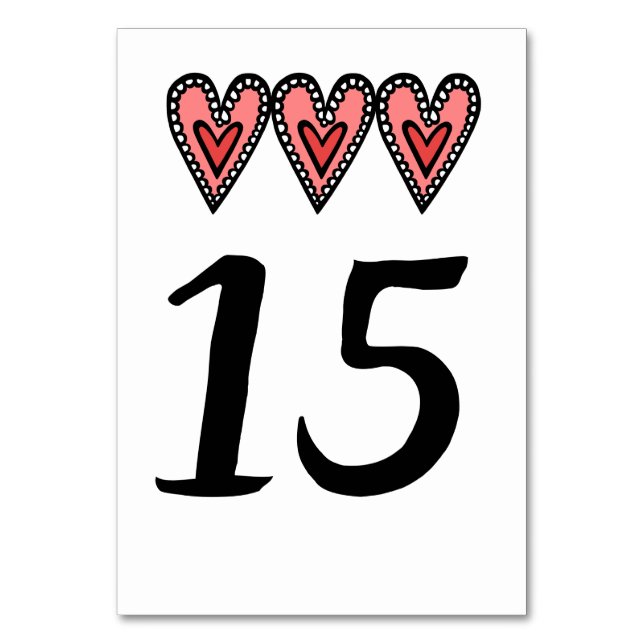 Custom Liebe Heart Wedding Tischnummer (Vorderseite)