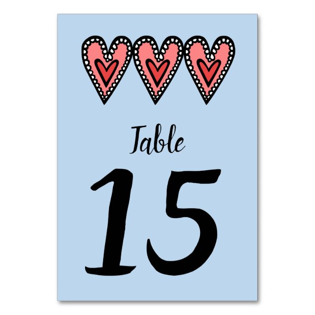 Custom Liebe Heart Wedding Tischnummer (Vorderseite)