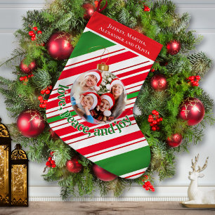 Custom Liebe Peace Joy Family Foto Großer Weihnachtsstrumpf