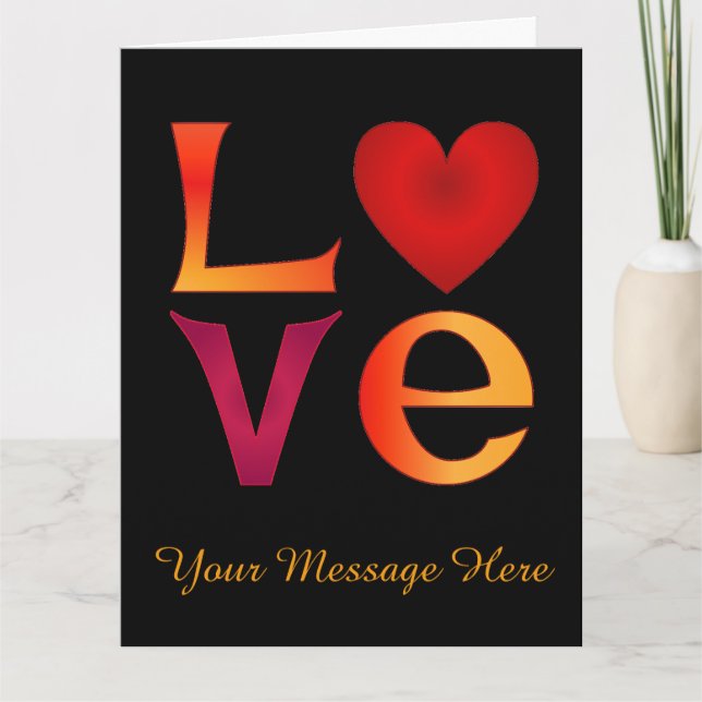 Custom LIEBE Square Letters Ombre Red & Yellow Karte (Vorderseite)