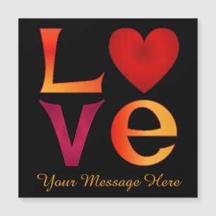 Custom LIEBE Square Letters Ombre Red & Yellow Magnetkarte