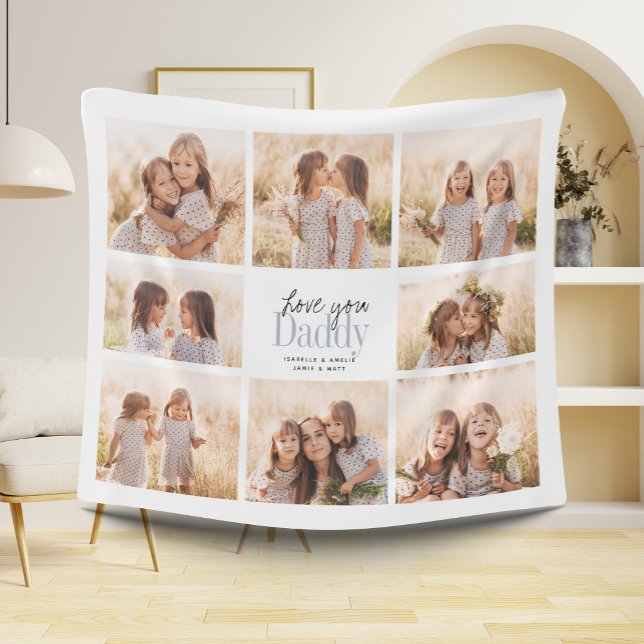Custom Liebe You Daddy Vathers Day Foto Collage Fleecedecke (Von Creator hochgeladen)
