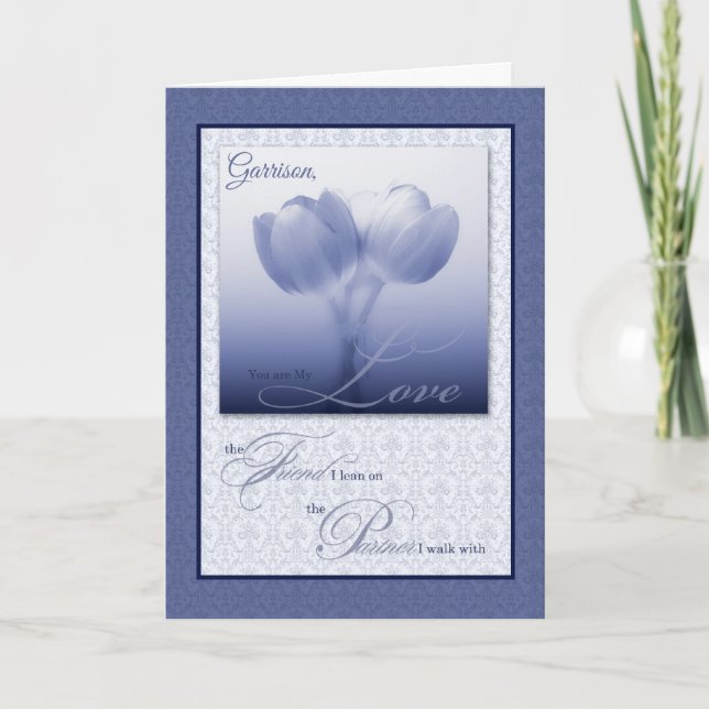Custom Life Partner Birthday Blue Tulips Karte (Vorderseite)