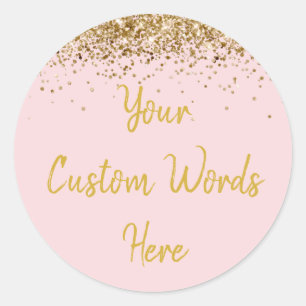 Custom Light Blush Pink Gold Geburtstagsparty Gefa Runder Aufkleber