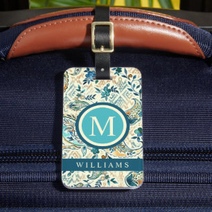 Custom Light Dark Blue White Paisley Muster Gepäckanhänger