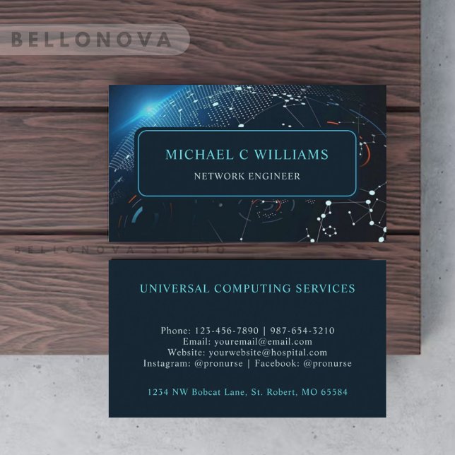 Custom Light Dunkel Navy Blue White Earth Web Visitenkarte (Custom Light Dark Navy Blue White earth web Business Card)