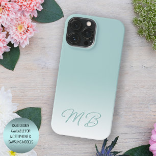 Custom Light Elegant Seafoam Mint Green Monogram Case-Mate iPhone Hülle