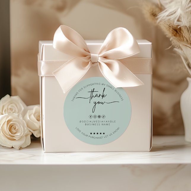 Custom Light Green Aufkleber Danke Label (Custom Light Green Sticker Thank You Label)