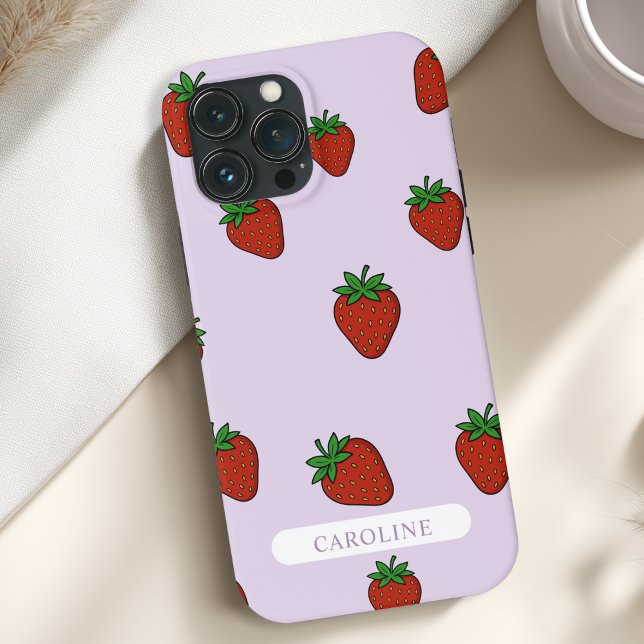 Custom Light Lila Strawberry Case-Mate iPhone Hülle (Custom Strawberry Case-Mate Purple iPhone Case with your Name or Text)