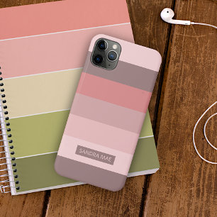 Custom Light Mauve Taupe Blush Pink Art Strips iPhone 11Pro Max Hülle