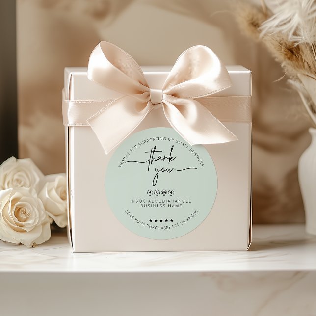Custom Light Minze Aufkleber Danke Label (Custom Light Mint Sticker Thank You Label)