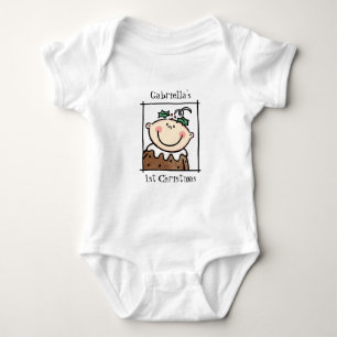 Custom Light Skin Tone Baby's First Christmas Baby Strampler
