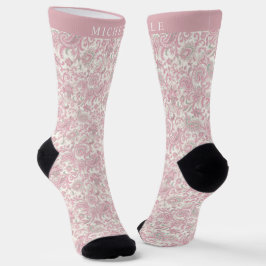 Custom Light Soft Pastell Pink White Paisley Patte Socken