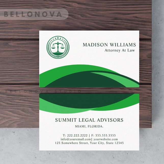 Custom Light White Dunkel Green Legal Office Visitenkarte (Custom Light White Dark Green Legal Office Business Card)