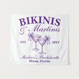 Custom Lila Bikini & Martini Junggeselinnen-Abschi Wandteppich
