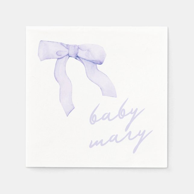 Custom Lila Bow Baby Dusche Napkins Serviette (Vorderseite)