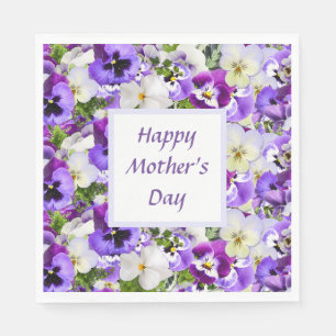Custom Lila Floral Happy Mother Day Serviette