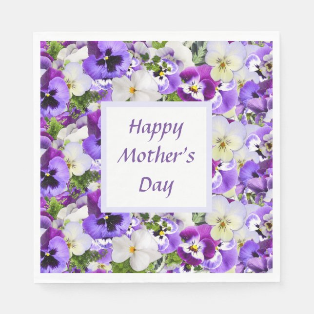 Custom Lila Floral Happy Mother Day Serviette (Vorderseite)
