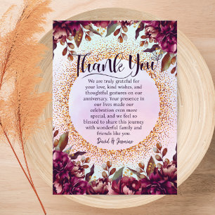 Custom Lila Floral Wedding Anniversary Party Dankeskarte