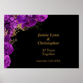Custom Lila Floral Wedding Anniversary Poster