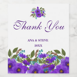 Custom Lila Floral Wedding Vielen Dank Weinetikett