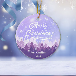 Custom Lila Friedlich Snow Forest  Frohe Weihnacht Ornament