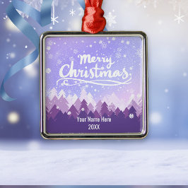 Custom Lila Friedlich Snow Forest Weihnachten Ornament Aus Metall