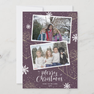 Custom Lila Frohe Weihnachten Geschenke Foto-Karte
