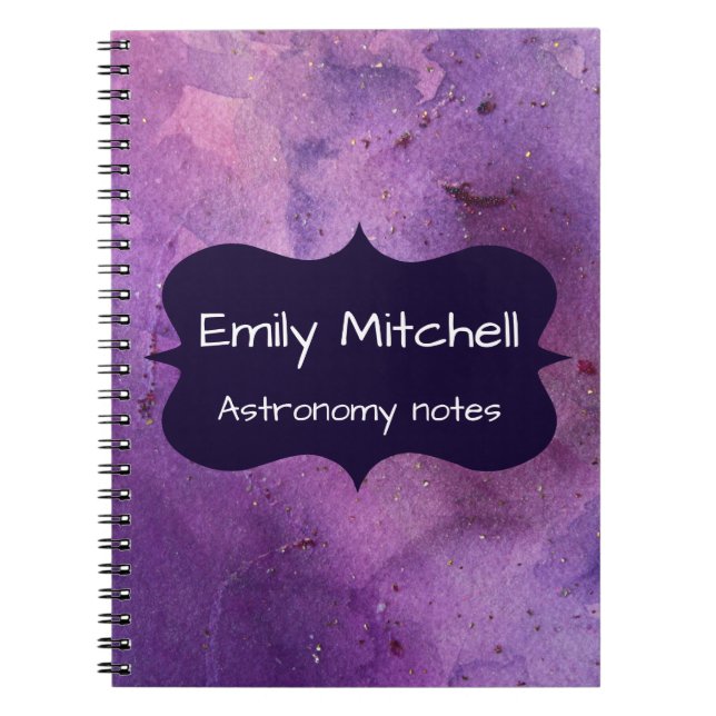 Custom Lila Galaxy School Notebook Notizblock (Vorderseite)